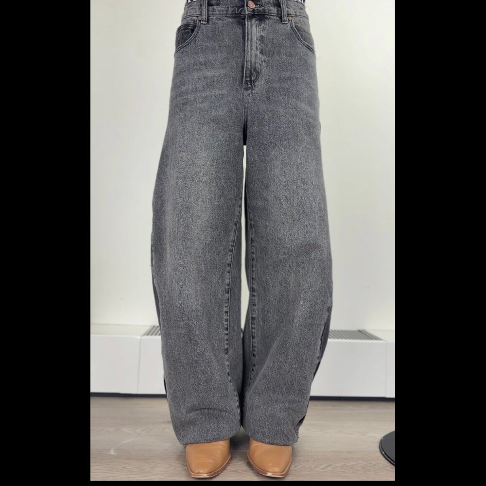 Abrand Womens barrel wide leg grey size 30